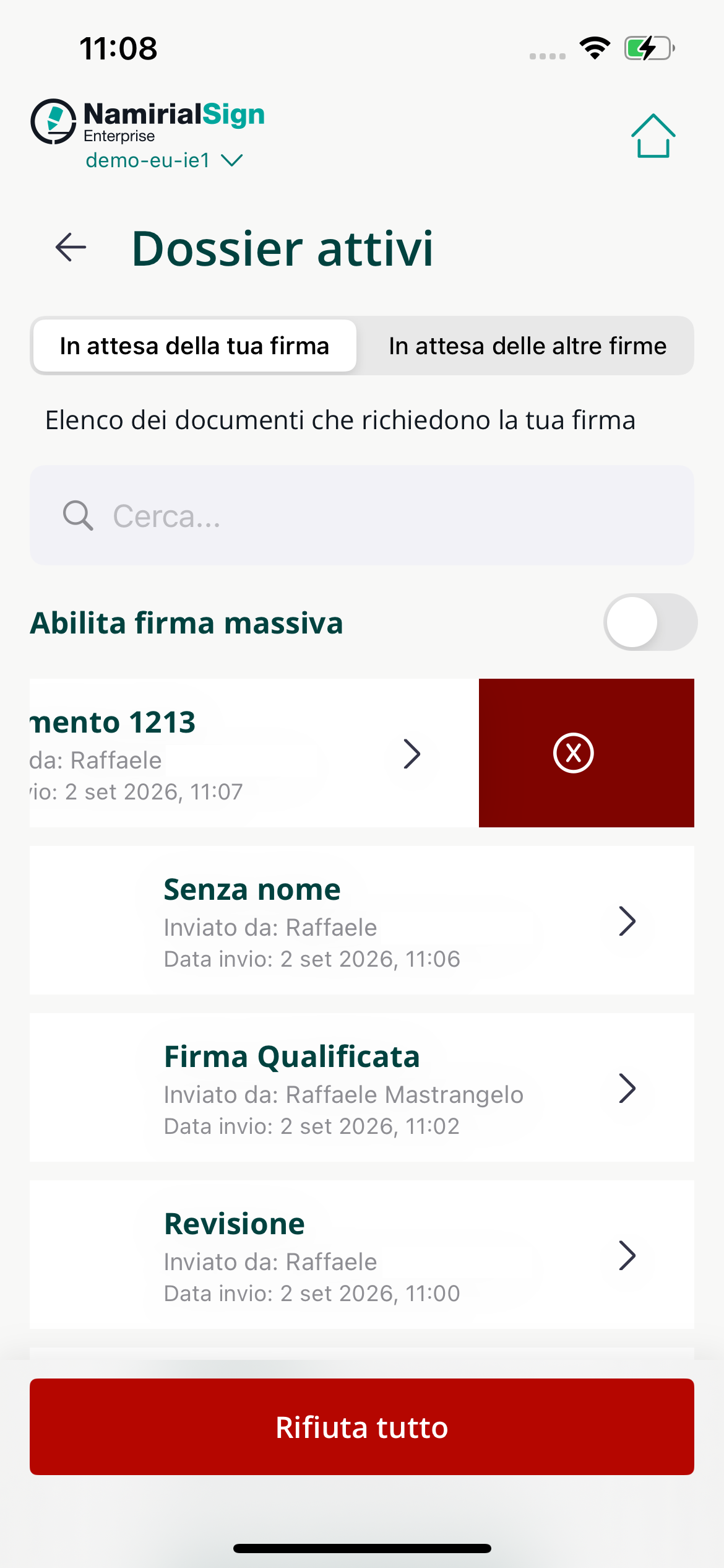 Rifiuto di un dossier