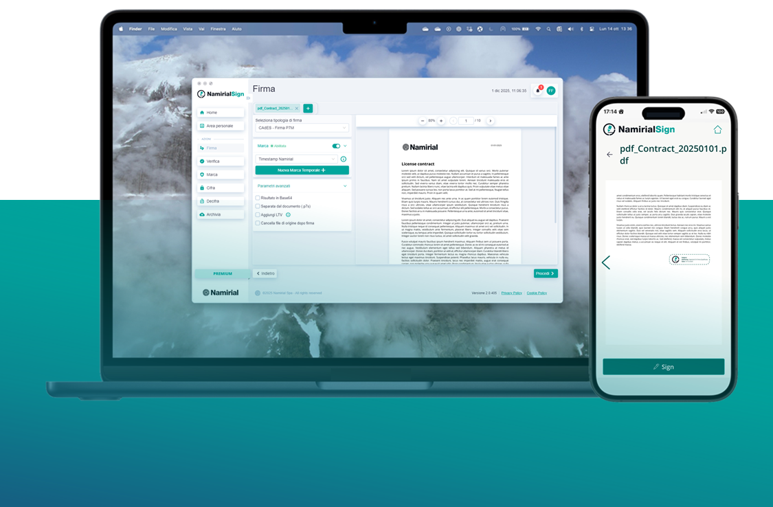 Namirial Sign Desktop e Mobile preview
