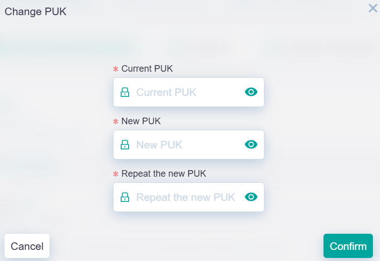 Personal Area - Devices and Certificates - Change PUK