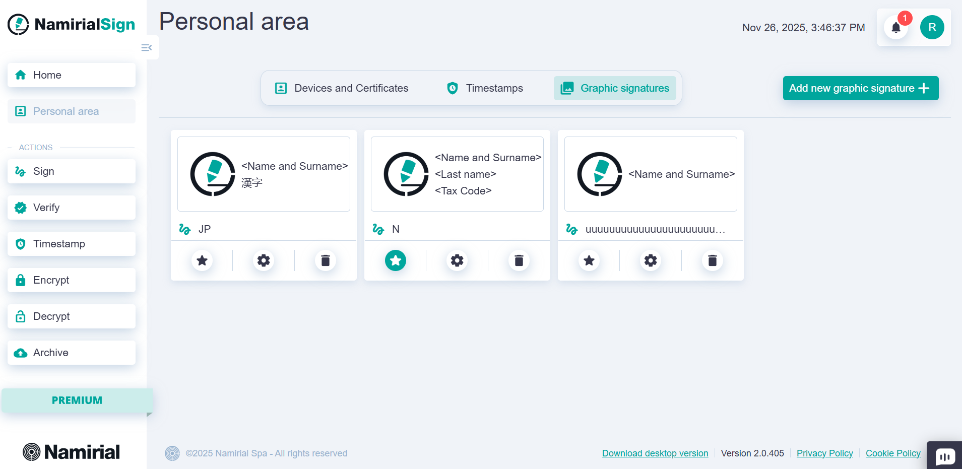 Personal Area - Graphic Signatures