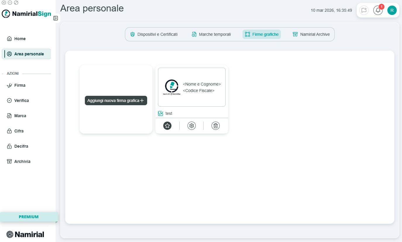 Area personale - Firme grafiche