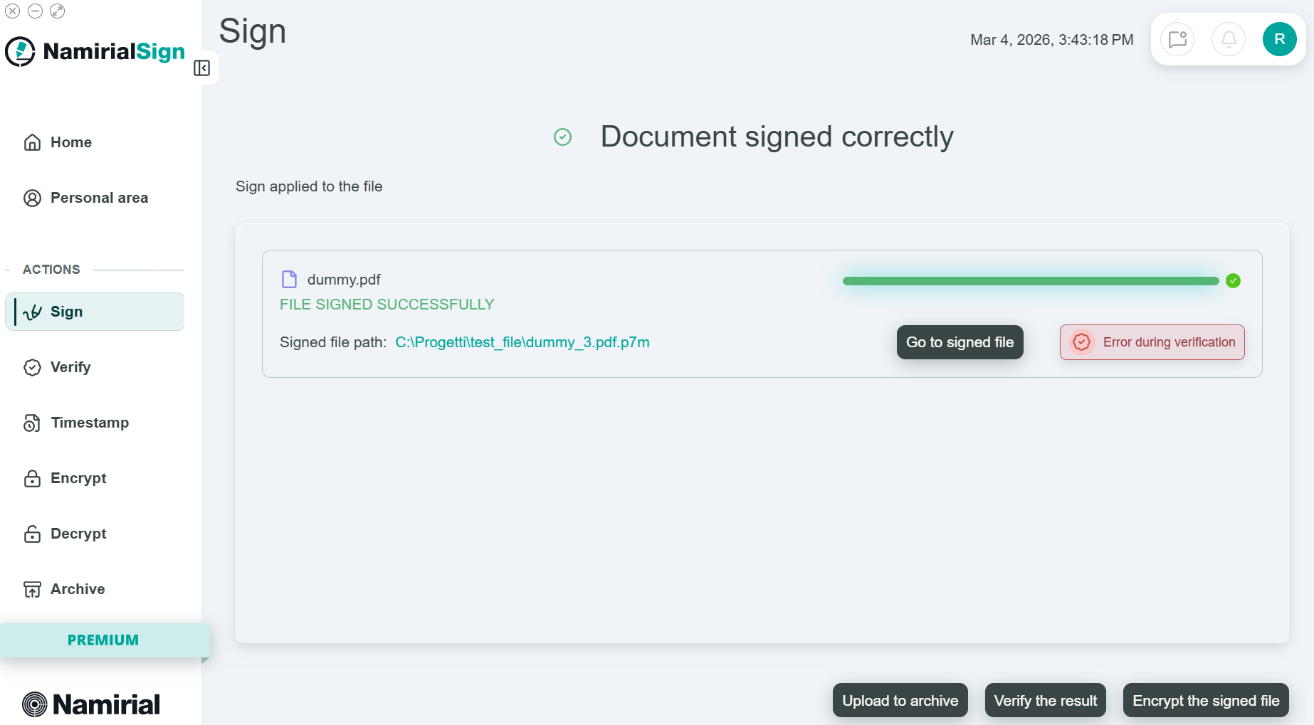 Signing a document