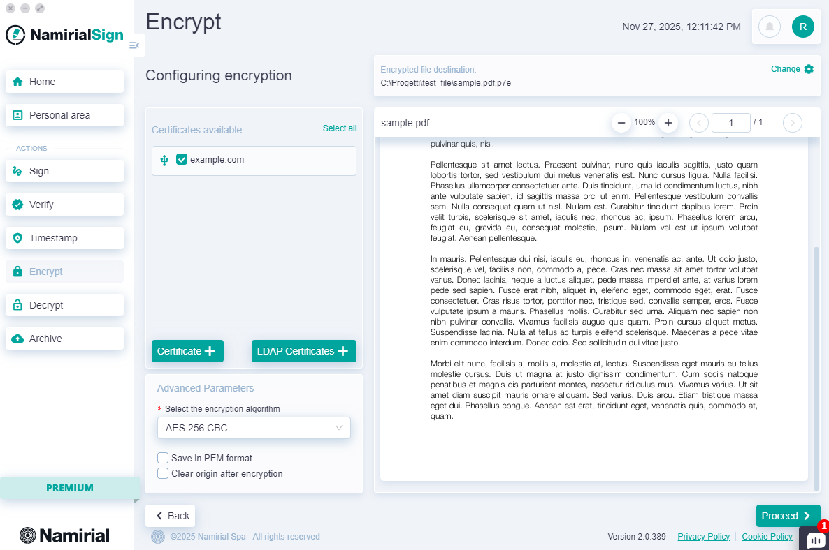 Encrypt - Certificate Selection.