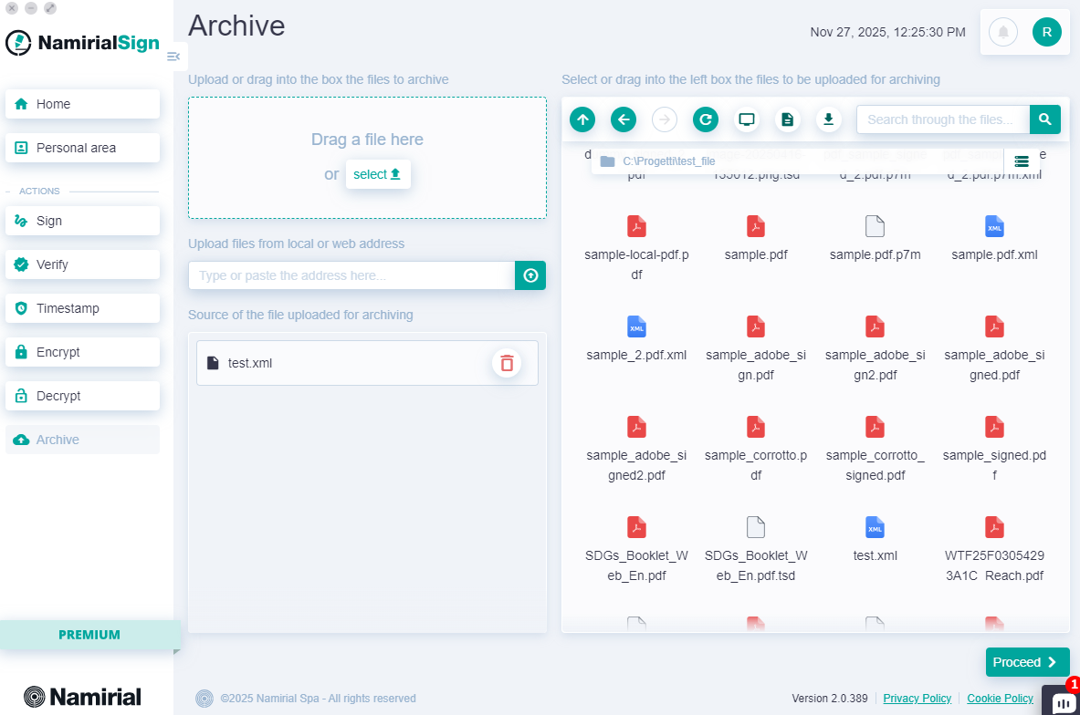 Namirial Archive - Archive: Document Selection