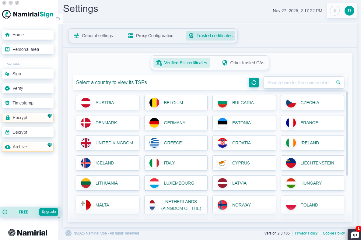 Settings - TSP List.