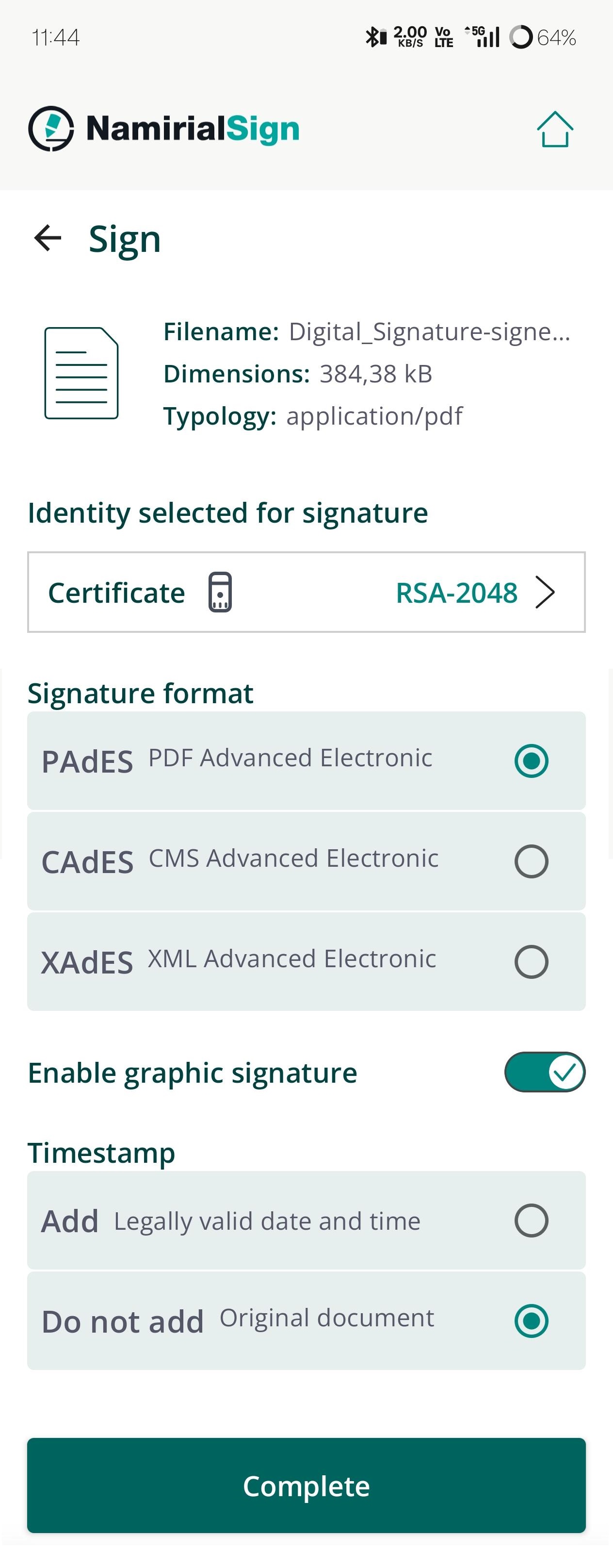 Signing a document