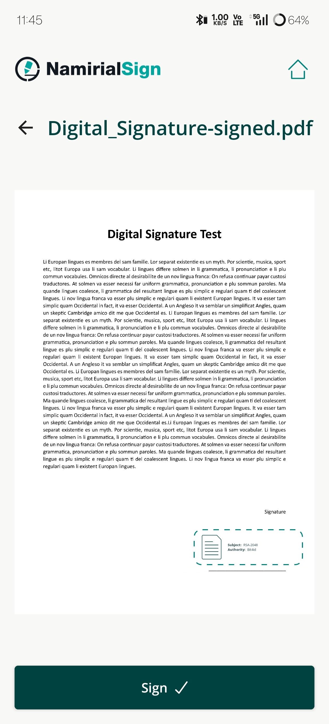 Signature Sign In Signing a document